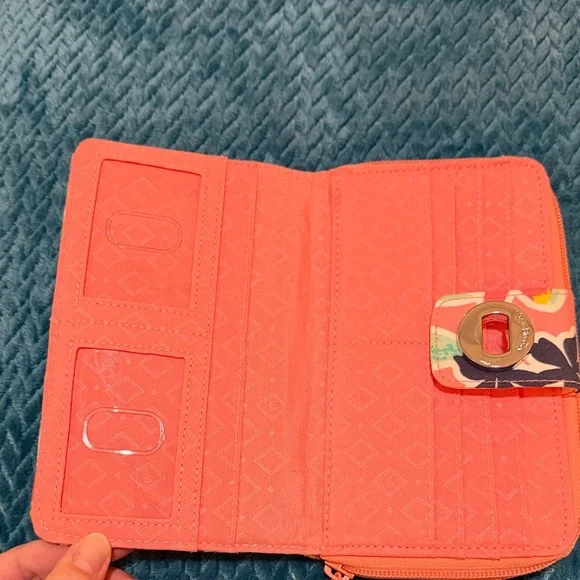 Vera Bradley Coral Floral Quilted Wallet with Turn-Lock - Picture 5 of 7